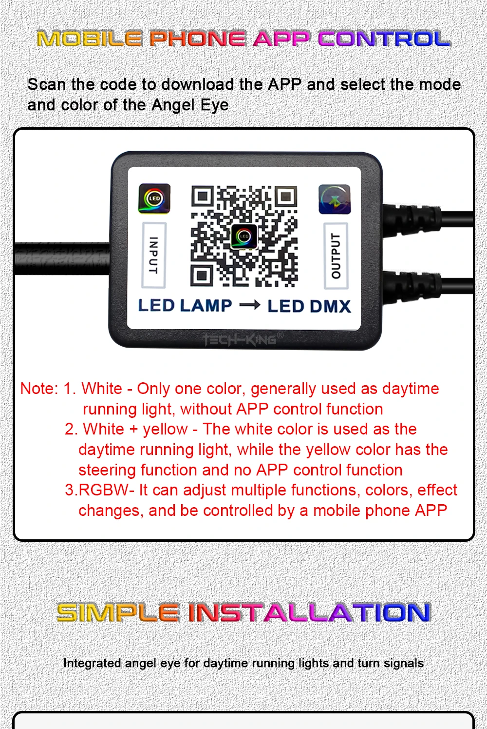 Car LED Angel Eye 2.5/3.0 Inch Shrouds with RGBW Angel Eyes & 5D Lighting for Projector Headlight Decoration New Condition Lamp