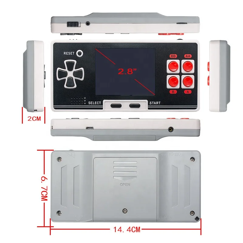 Wolsen 2.8 Inch Portable Handheld Game Players Built in 200 Retro Classic 8 Bit Console With Wireless Controller