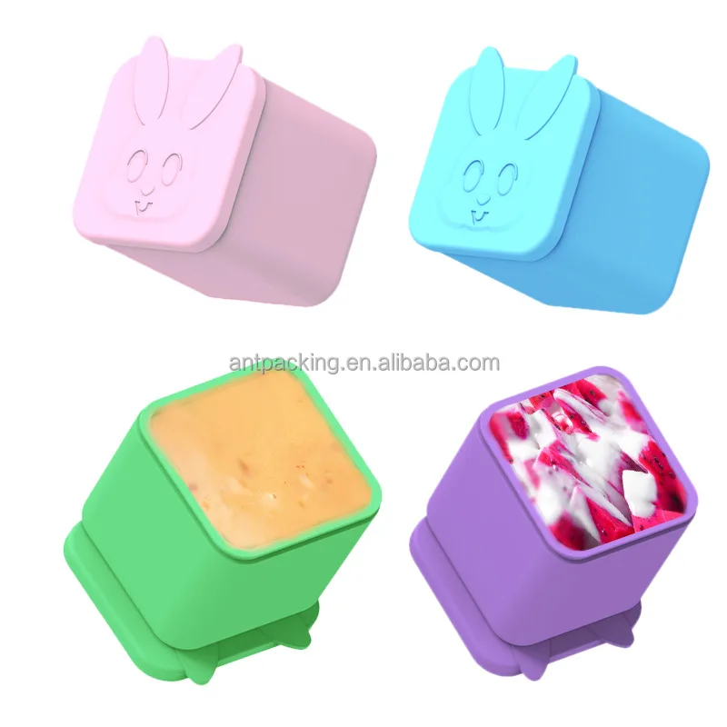 Cupcake Liner Square Silicone Lunch Box Dividers Small Condiments Container Salad Sauce Silicone Container With Lid