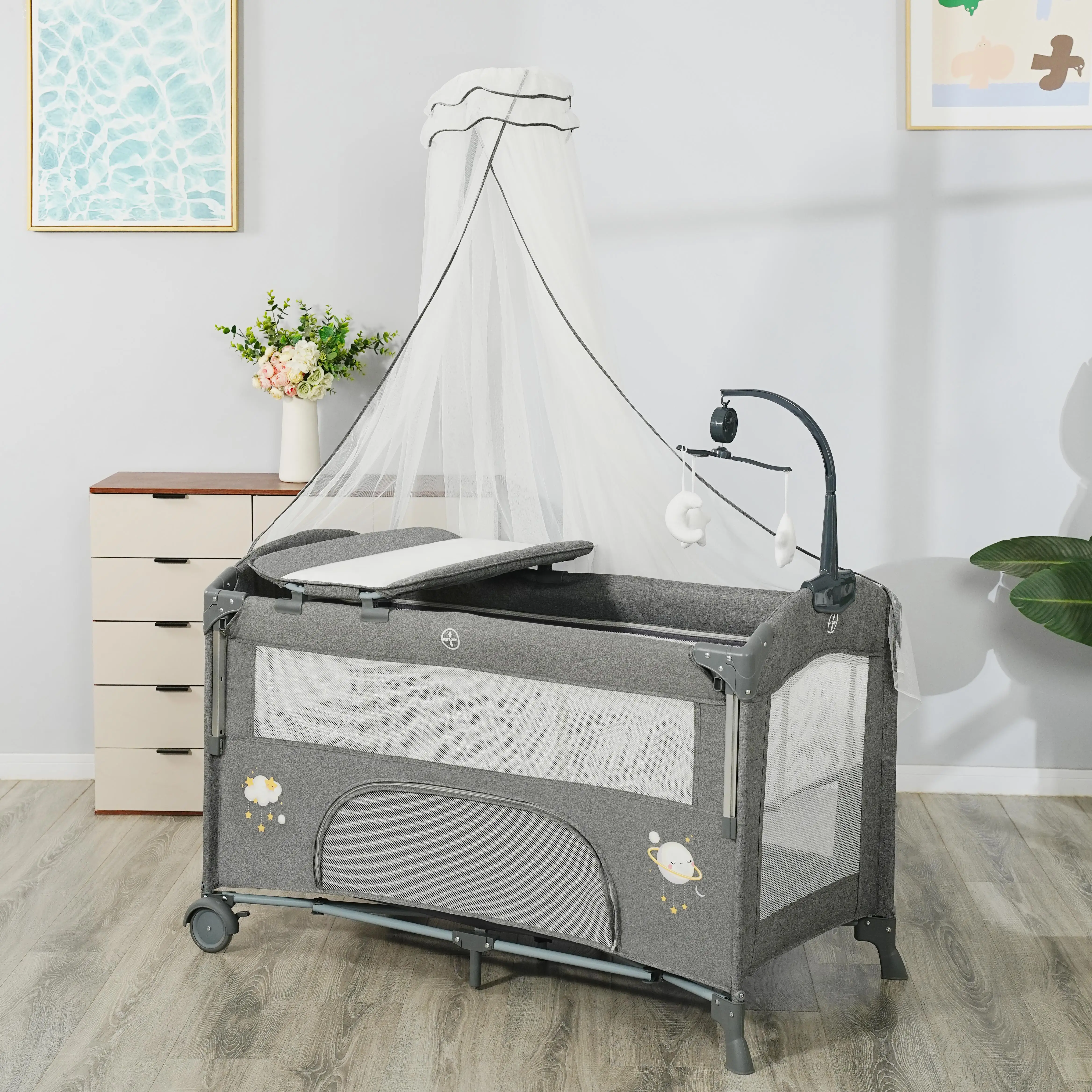 KDD08 Cool Baby New Multifunctional Baby Playpen With Music Toy Bar supplier
