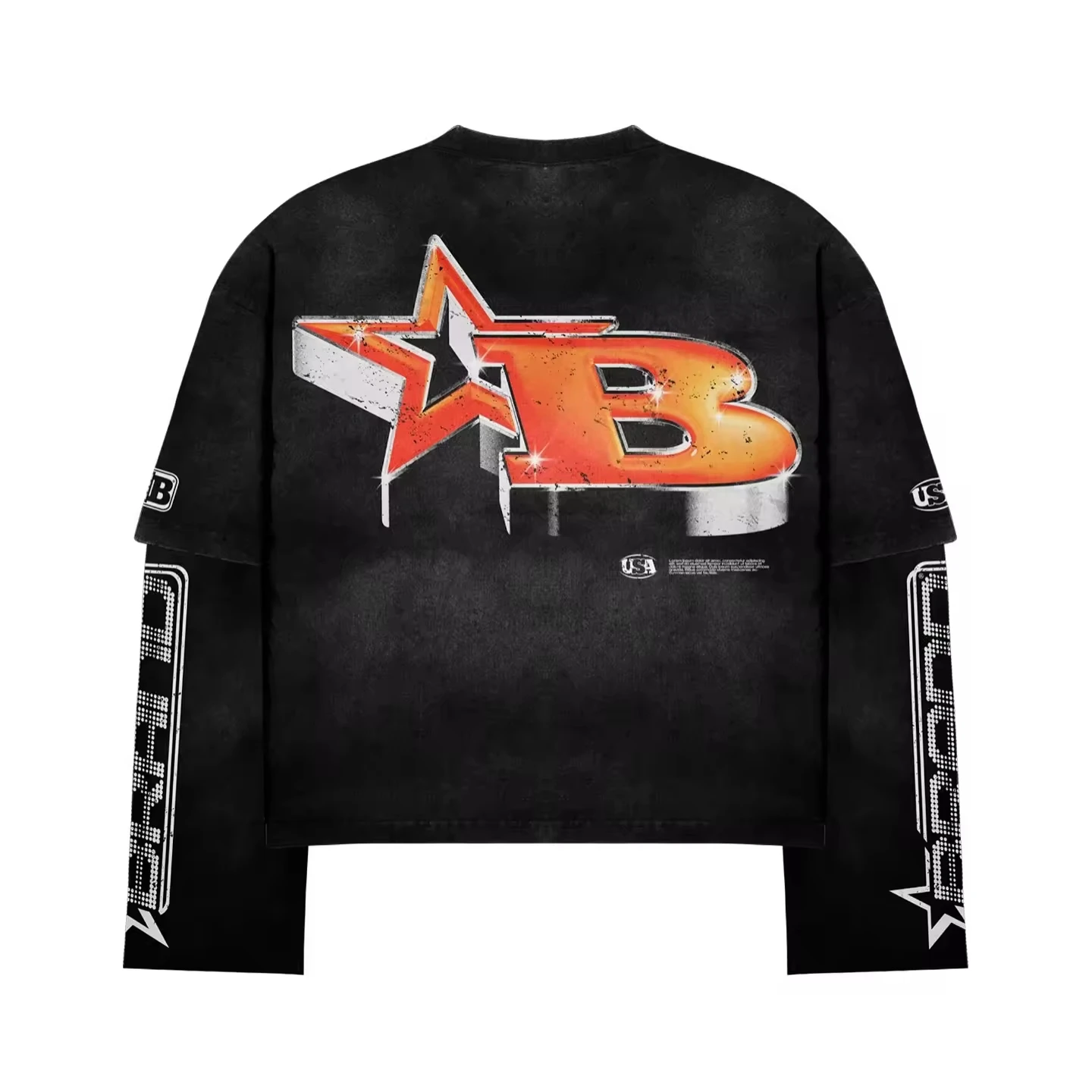 SALATI Custom Graphic Long Sleeve T Shirt Men Cotton Streetwear Oversized Boxy Cropped Double Layer Long Sleeve T-shirt gallery 4