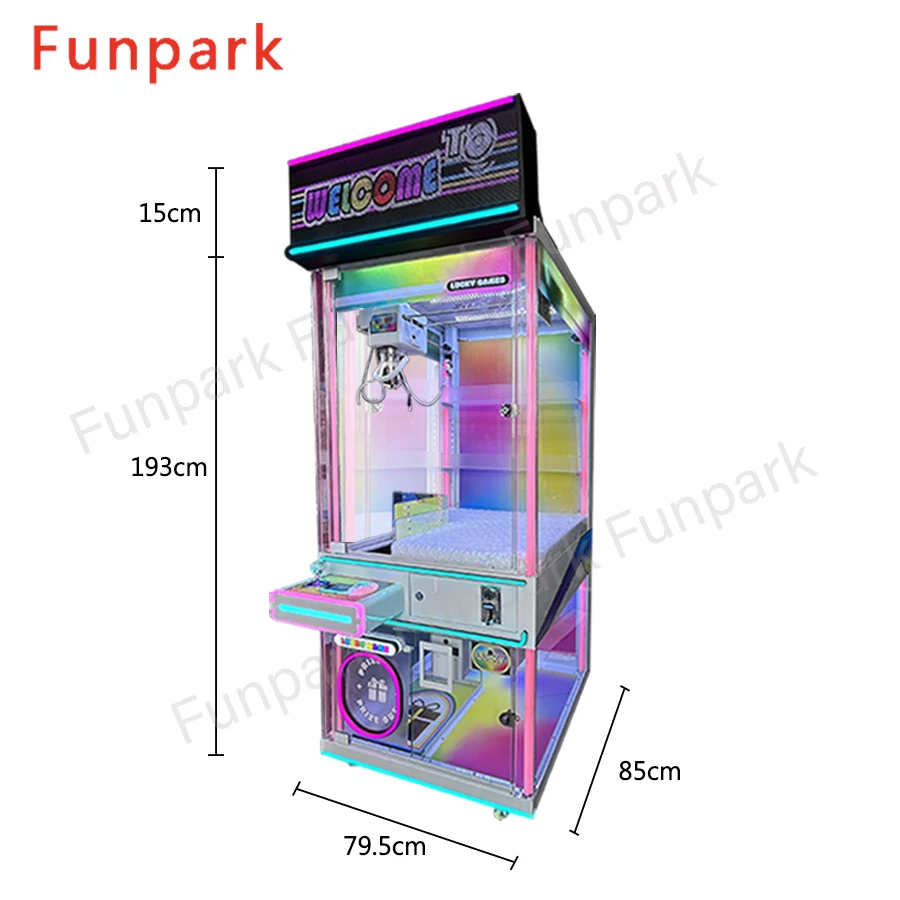 Funpar Commercial LED Claw Crane Toy 1-Year Warranty Coin Operated Doll Machine Game with Prize Vending details