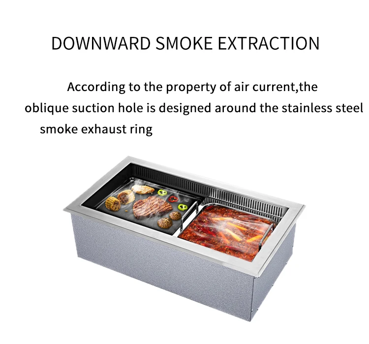 Commercial Restaurant Smokeless Korean Bbq Grill With Hotpot Integrated