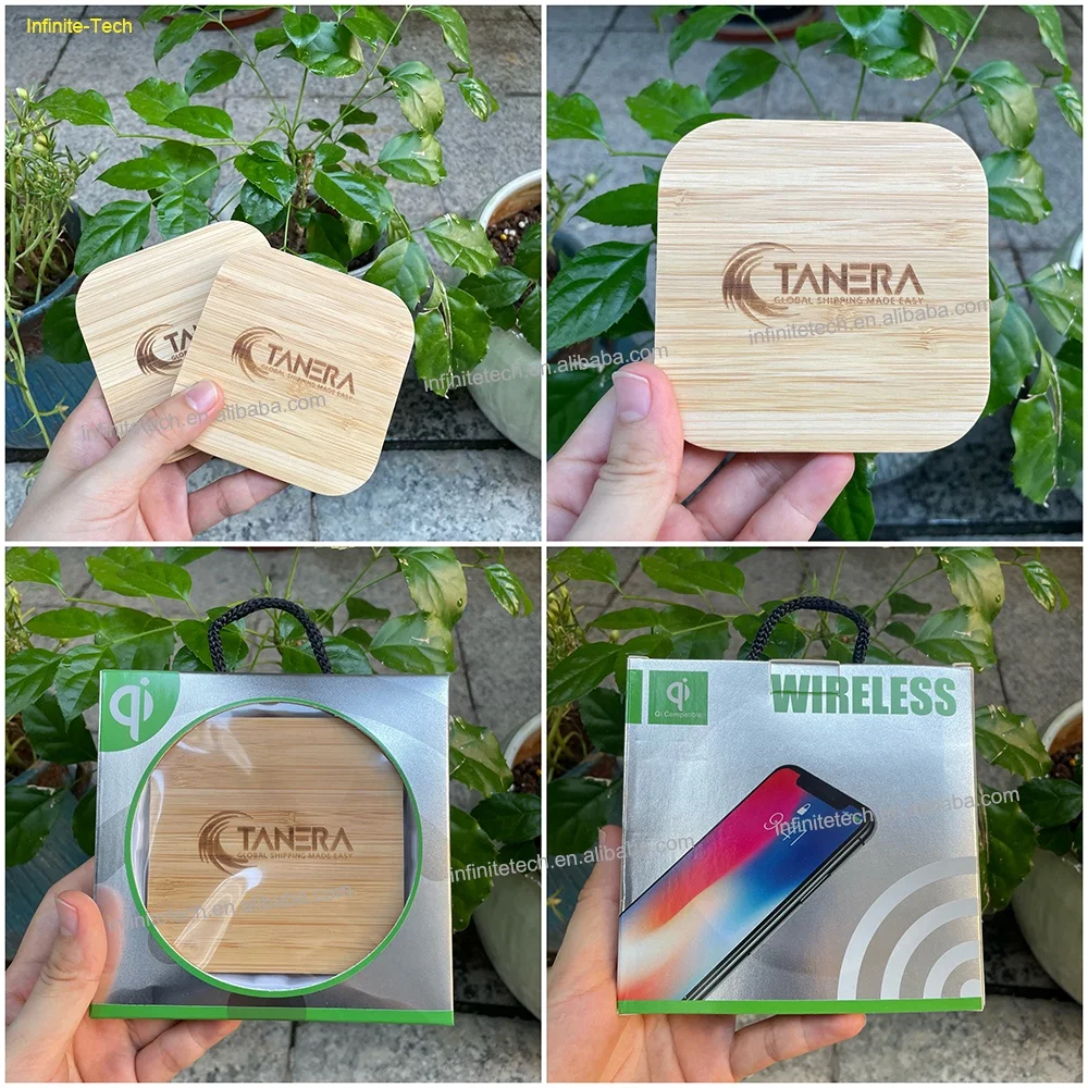 Bamboo Charging Station Custom Mobile Smart Phone Slim Square Wooden Pad 15w 10w 20w 30W 35W Wood Wireless Chargers Plates