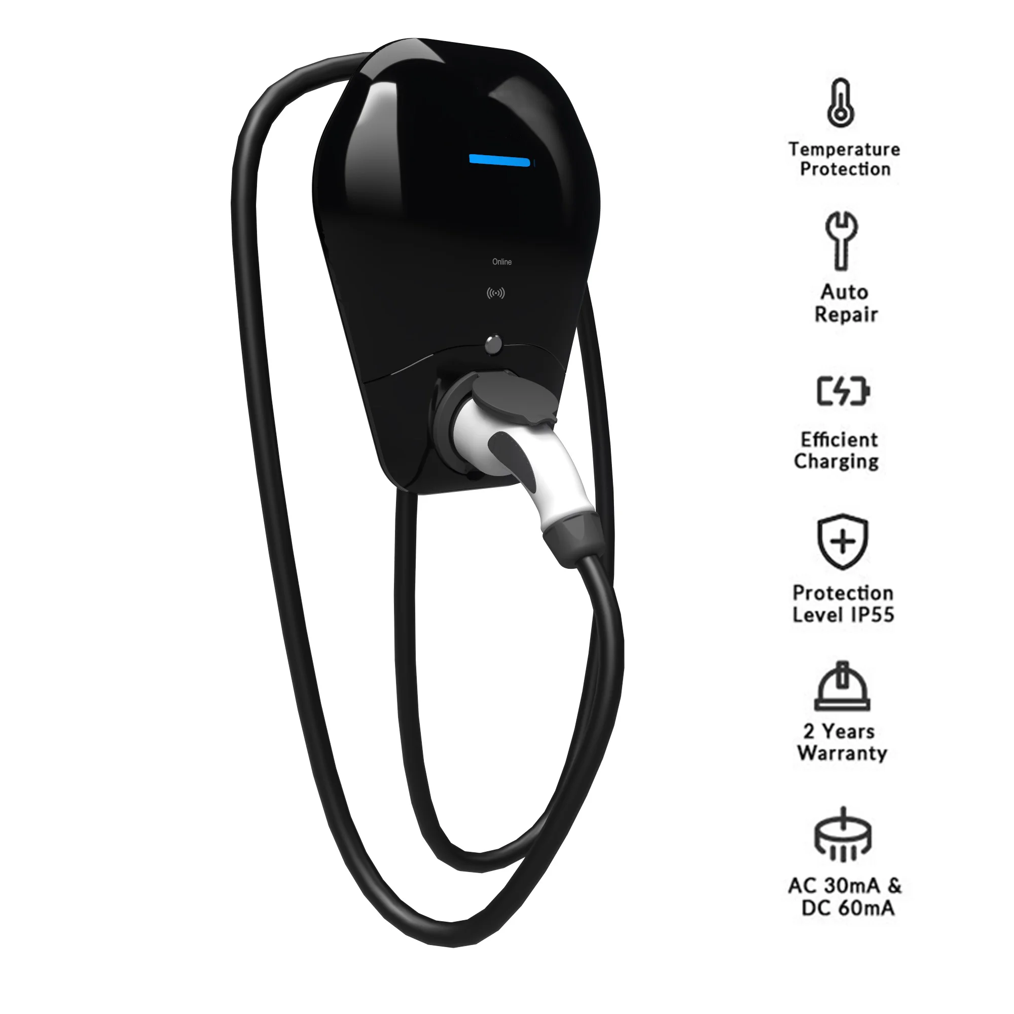 Single/3phase 32a Type2 Electric Car Charging Pile 22kw 11kw 7kw