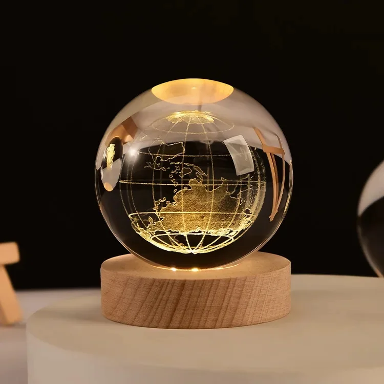 Table Lamp 3d Moon Planet Crystal Moon Night Light Cute USB Lamps for Children Bedroom Decoration Home Night Light