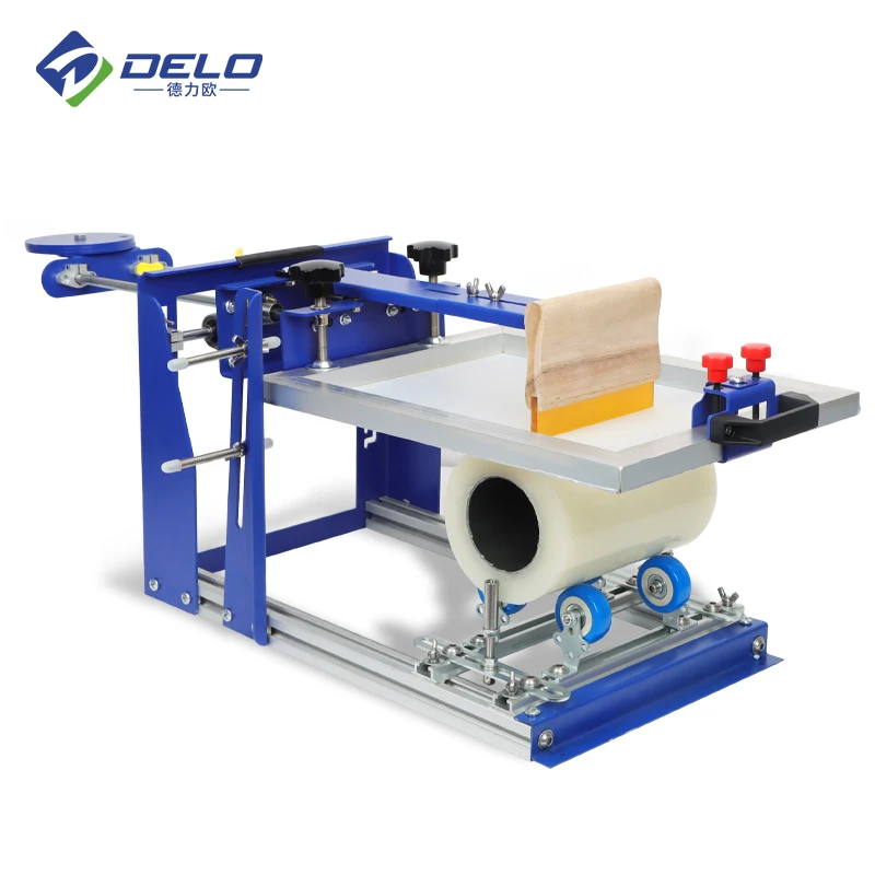 Deliou Hot Wholesale Cylinder Manual Curved Silk Screen Printing Machine Single Color for Bottles Cups Glass