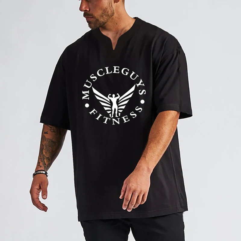 Fashion T Shirt Men Cotton V-neck Mens 