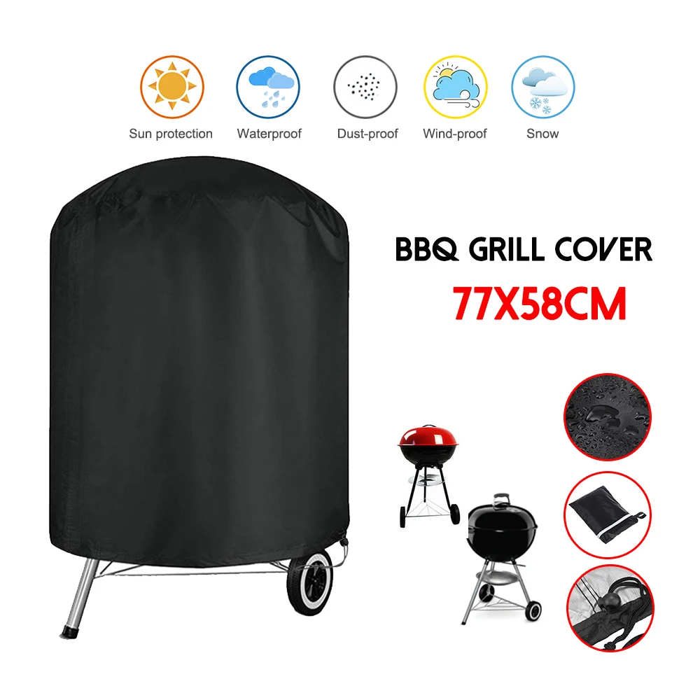 1 Pcs Round BBQ Garden For Weber Barbecue Grill Cover Outdoor Waterproof Kettle 