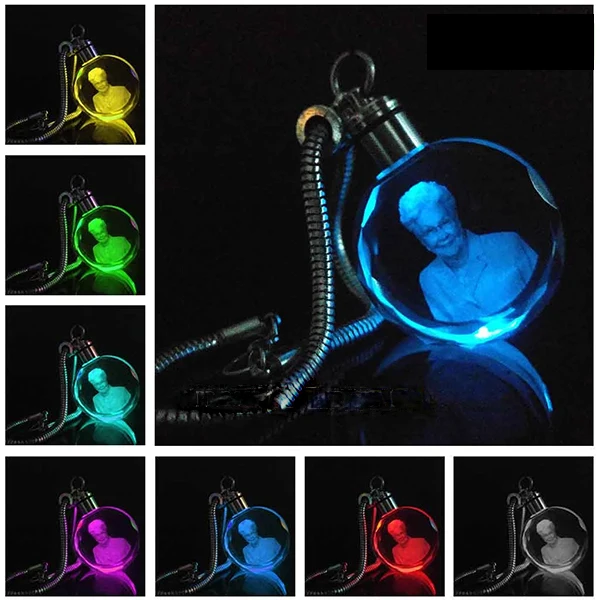 Custom 3D Laser Engraving LED Light Crystal Bottle Keyring