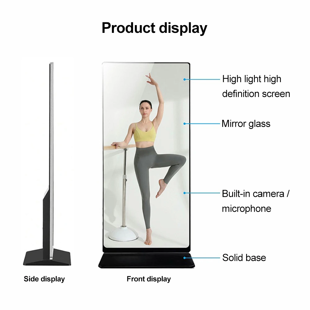 Oem Digital Signage 3D Interactive Mirror Wall Mounted Color Changing Outfit Smart Display Mirror Vertical Advertising Machine