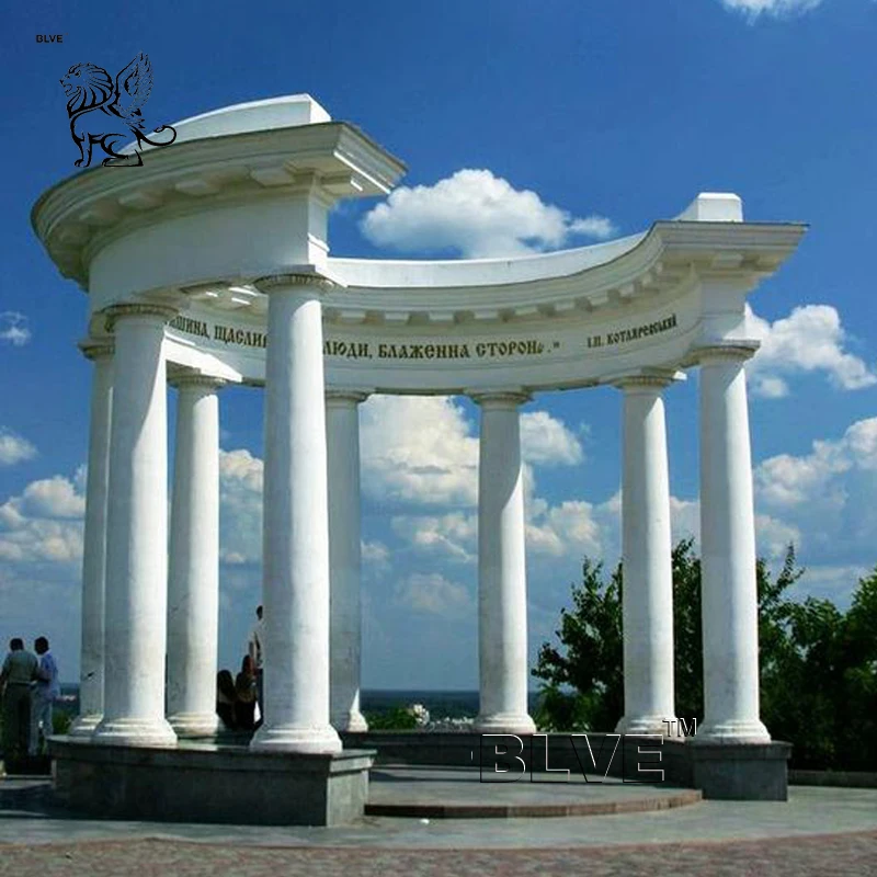 BLVE Decorative Building Design Large Handcarved White Stone Roman Greek Naked Man Pillar Statue Marble Square Columns