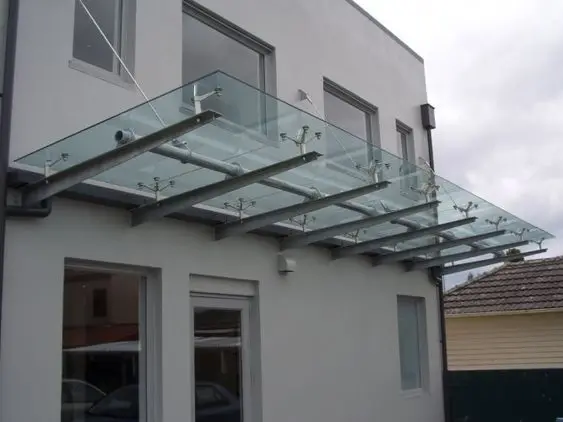 CBMMART Latest Factory Glass Canopy Fittings Exterior Sun Shade Stainless Steel Glass Canopy