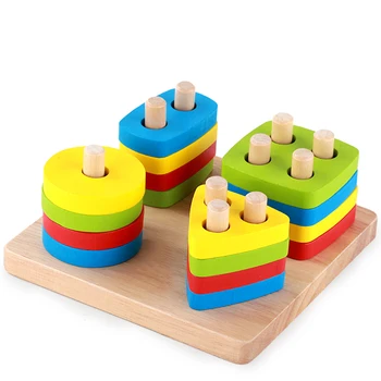 Wooden Sorting & Stacking Toy Kids Educational Learning Toys Geometry ...