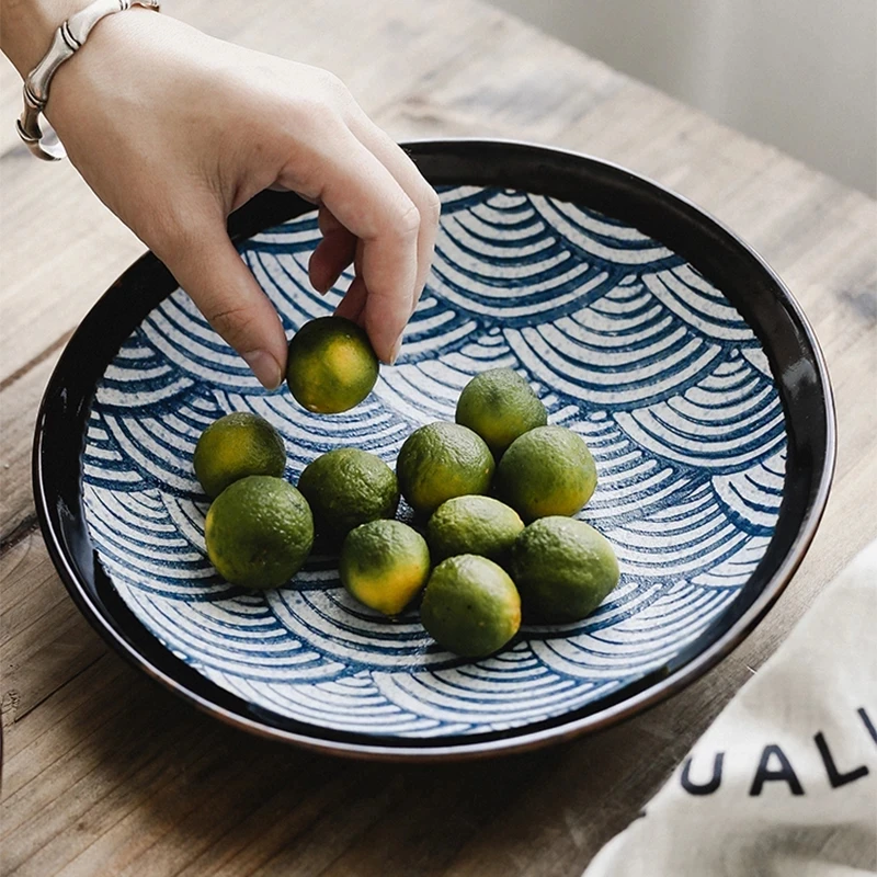 Unique Design Hand Painting Bevel Serving Dish Ceramic Salad Plate Ceramic Plates for Restaurant