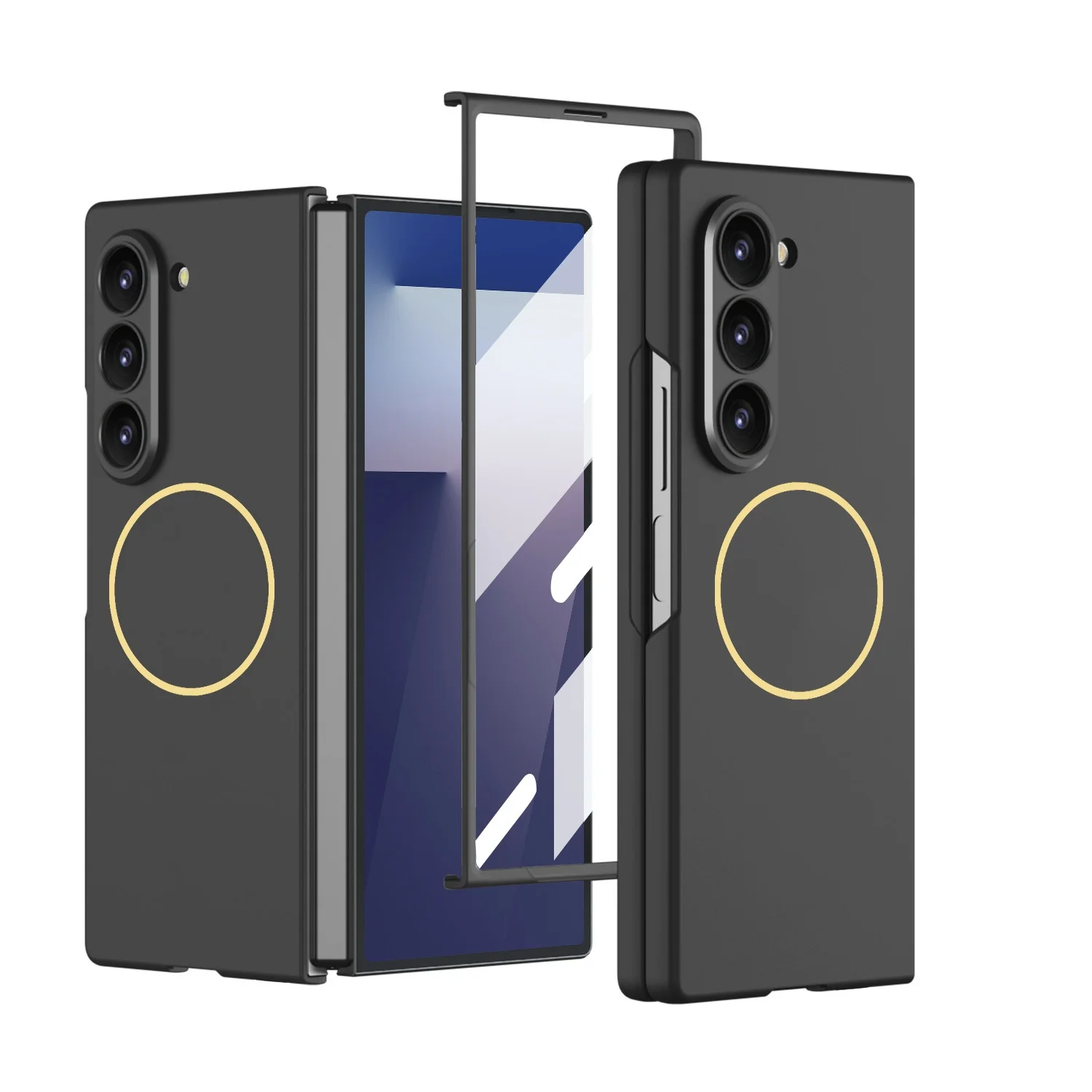 Luxury Ultra Thin PC Frosted Magnetic Wireless Charging Protective Case With Tempered Film For Samsung Galaxy Z Fold7 / Z Flip7