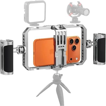 Universal Aluminum Phone Cage 64-91mm Video Rig with Cold Shoe Mounts