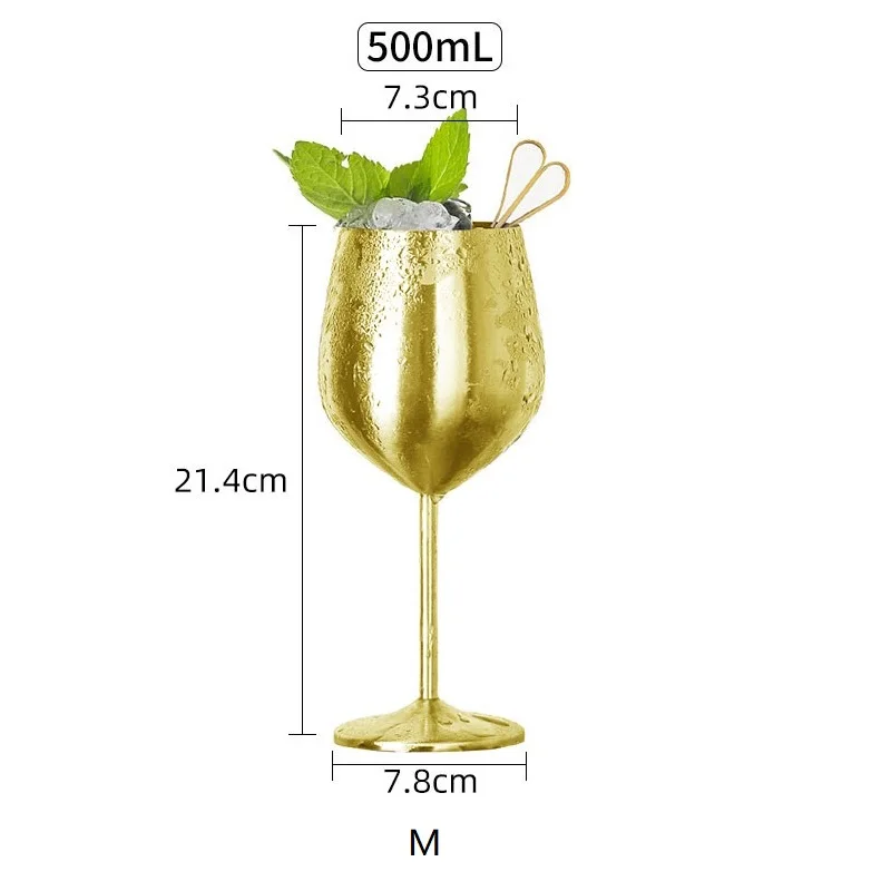 Calice Da Vino E Champagne In Acciaio Inox 270ml - Infrangibile Con Stampa Di Spighe Di Grano, Colore Oro - 6