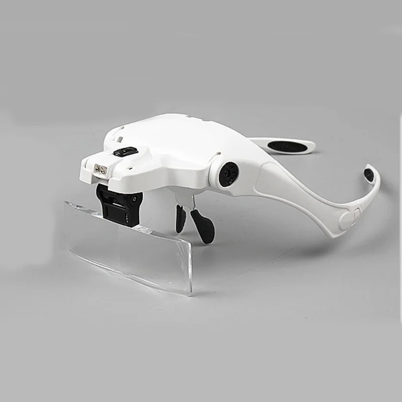 5 Interchangeable Len for Reading Jeweler Illumination Welding Repair Work Headband Glasses Magnifier Glass with LED Light