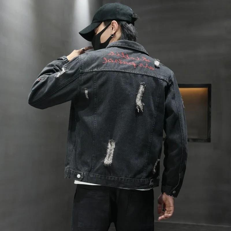 Veste En Jean Dénim Déchirée Homme - Style Casual Confortable Et Tendance
