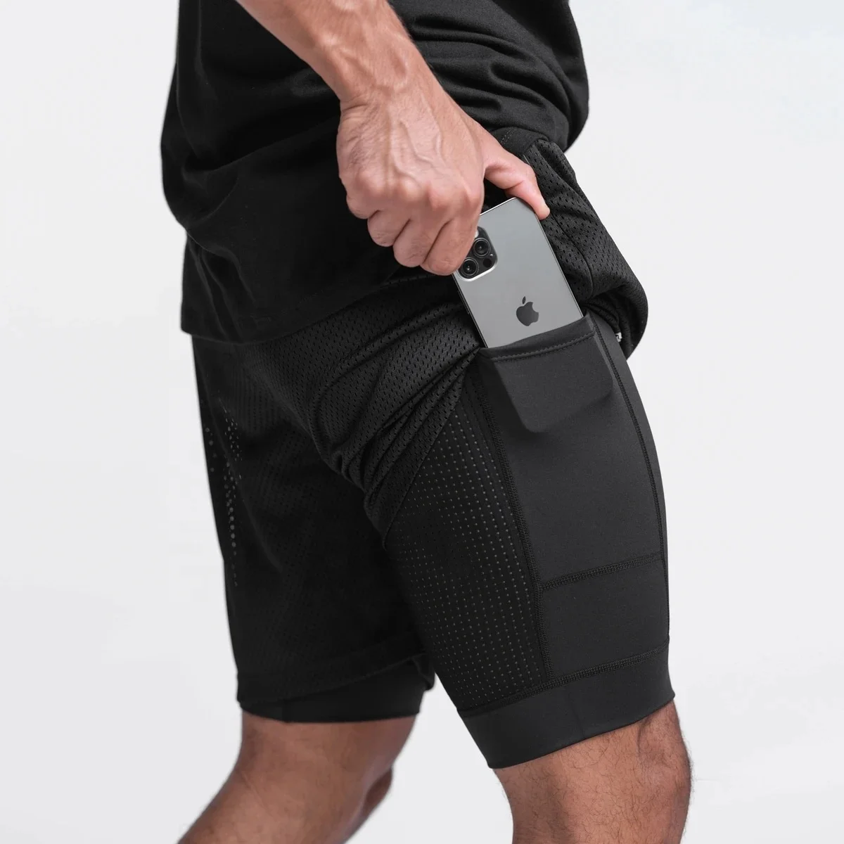 Wholesale Custom Training Essentials 2 In 1 Jogger Athletic Breathable Mesh Running Fitness Wear Dry Fit Gym Shorts For Men