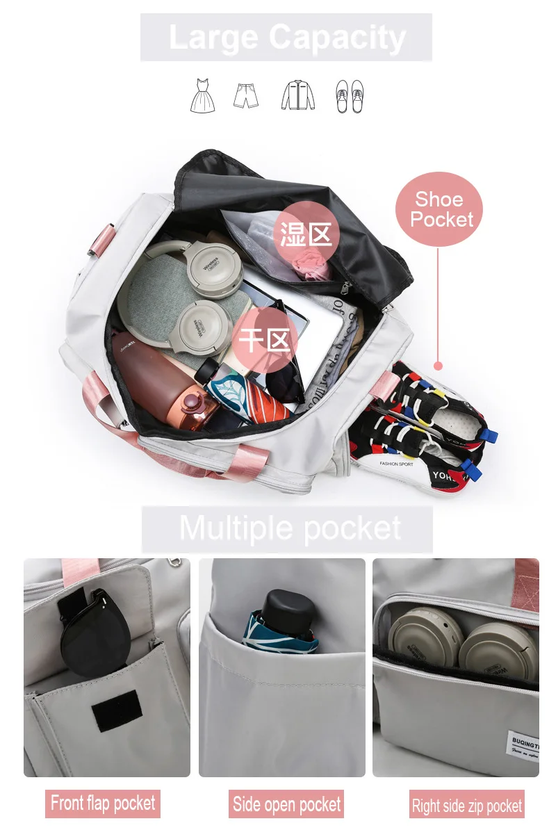 Large Capacity For Luggage Travel Use Sports Customized Logo Pink