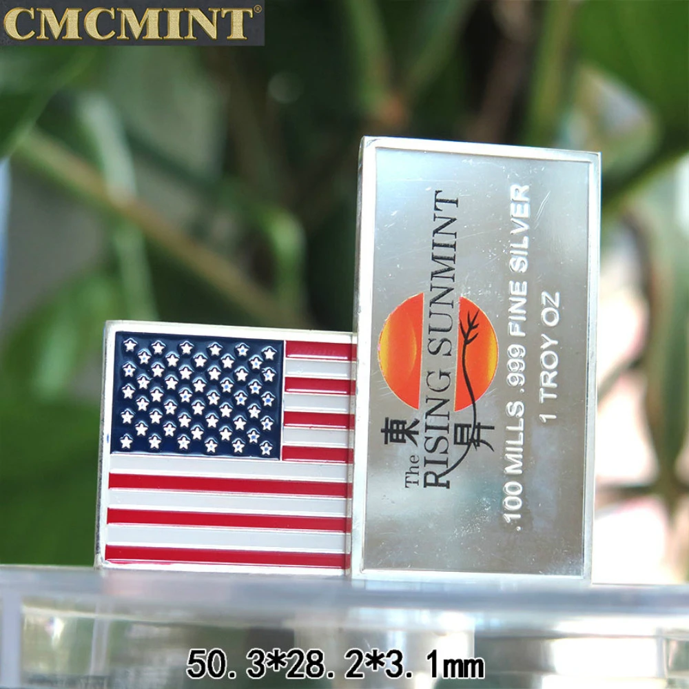 맞춤 각인 실버 코인 1온스 .100 밀스 실버 도금 미국 국기 바