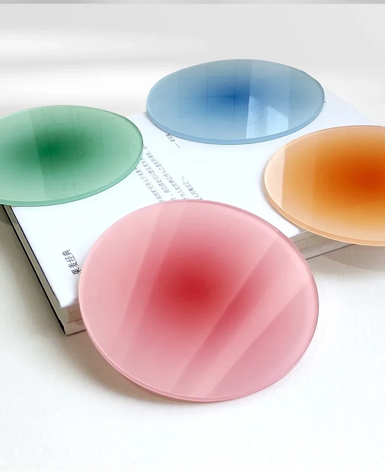 Custom Print Logo Color Tea Coffee Cup Coaster Heat Insulation Clear Acrylic Placemats Gradient Color Round Acrylic Coaster
