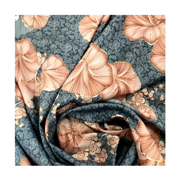 Poly 4 Way Stretch Supersoft Gold Foil Printing Fabric