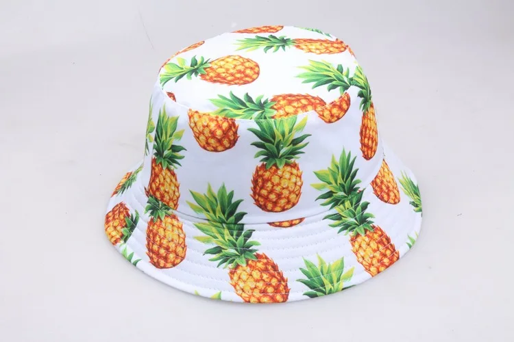 Wholesale High Quality Pineapple Print Folding Outdoor Sun Hat Designer Hat Fashion Pineapple ...