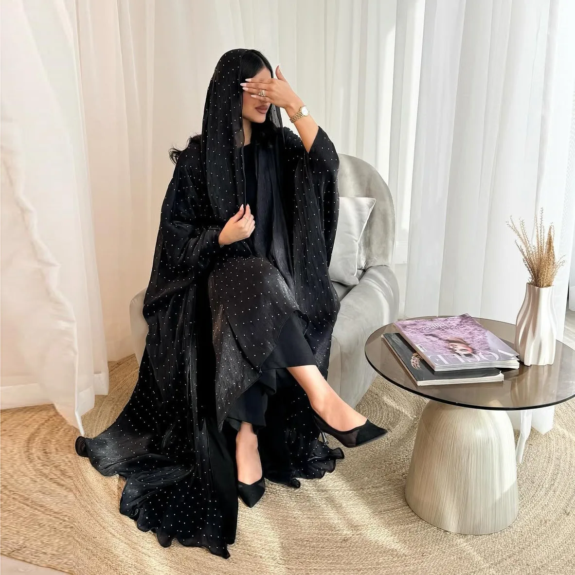 Arabian Clothes Traditional Muslim Women Black Dress Summer Hijab Diamonds Abaya Dress Arabian Clothes Traditional Muslim Women Black Dress Summer Hijab Diamonds Abaya Dress