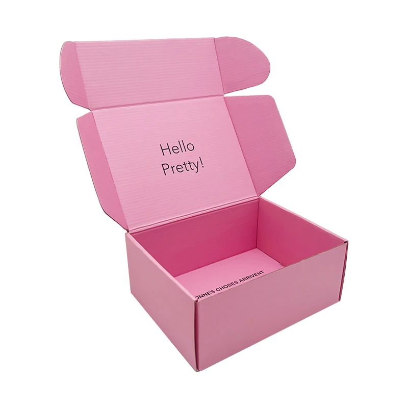 Custom Logo Cardboard Cartons Shipping Mailer Box Pink Cosmetic Set Cosmetics Mailing Skin Care Corrugated Packaging Boxes