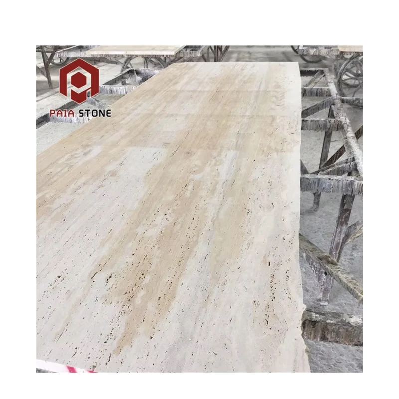Wholesale China Ivory White Travertine Marble Tiles Modern Outdoor Paver with Polished Finish Waterproof Big Slab Stone
