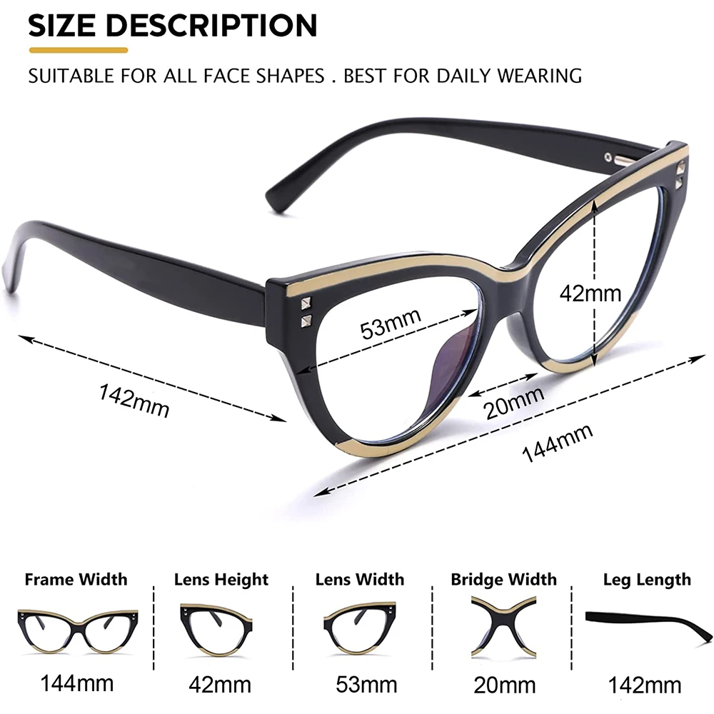 Stylish Blue Light Glasses Non Prescription Frames for Women Cat Eye  Glasses Computer Glasses Anti Glare UV