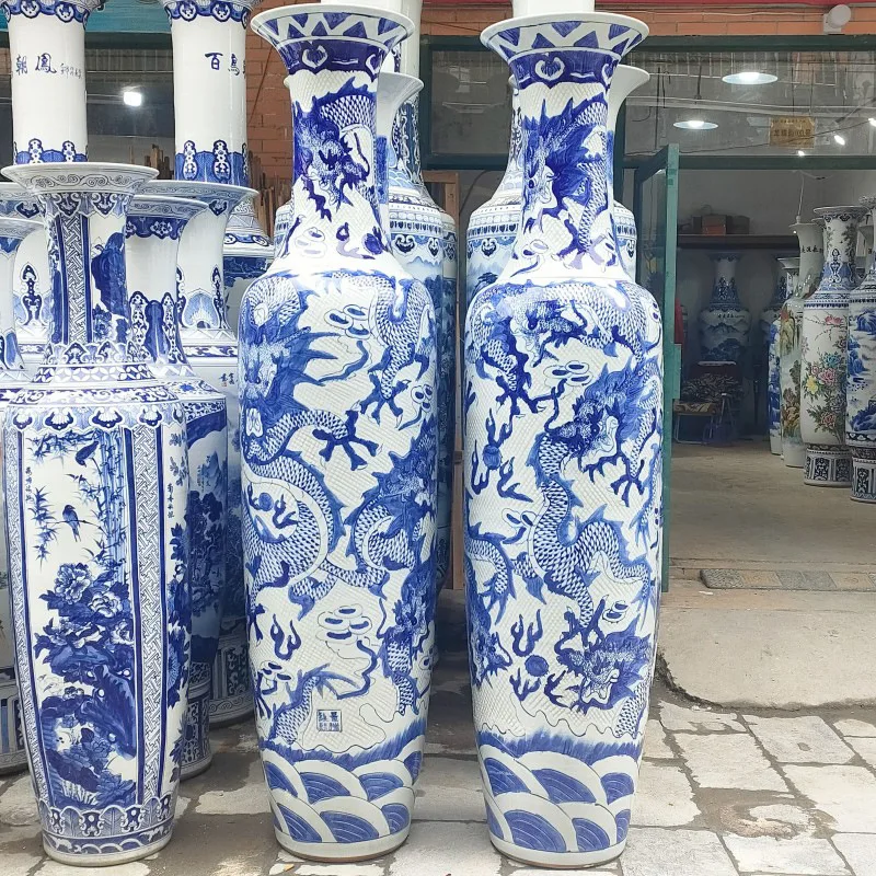 Eco-Friendly Extra Tall Floor Vase Blue and White Floor Vase Set Dragon ...