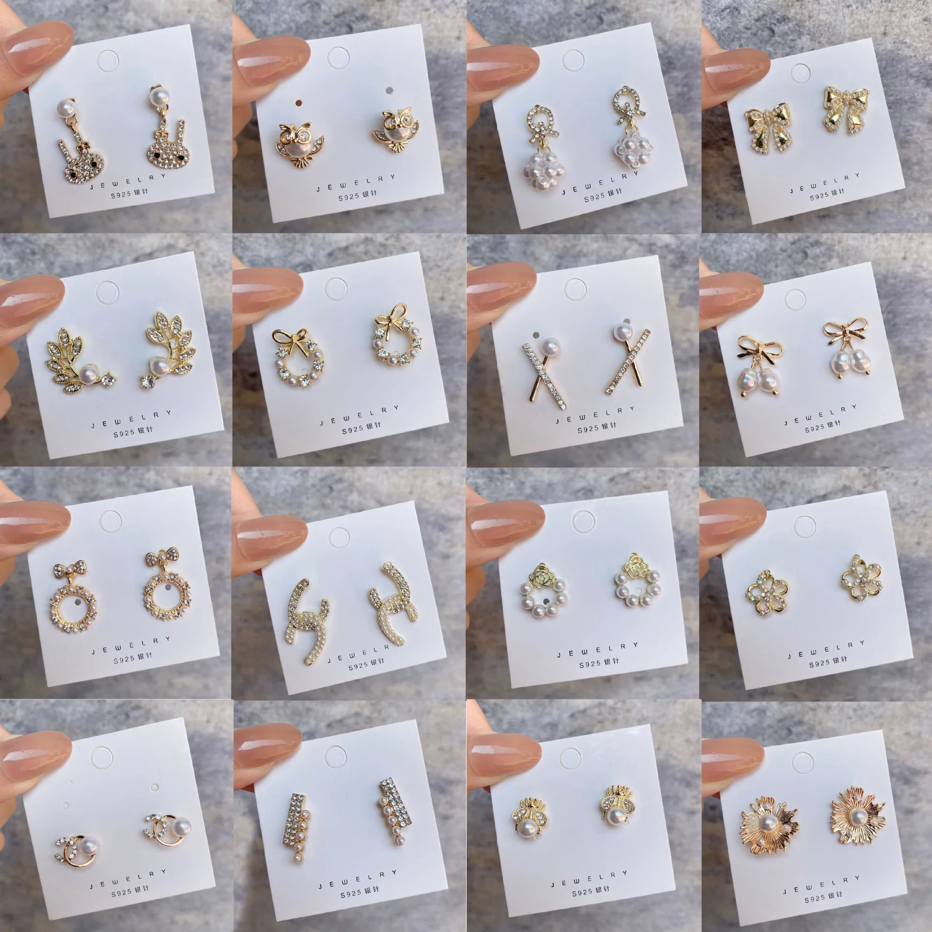 Wholesale Korean Mixed Batch Small Hoop Earring Various Styles Gold Plated Stud Earrings Set for Women