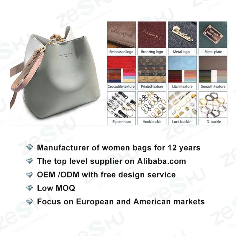 Unique Fashion Designer Purses Luxury Drawstring Bucket Bag Custom Bags Pu  Leather