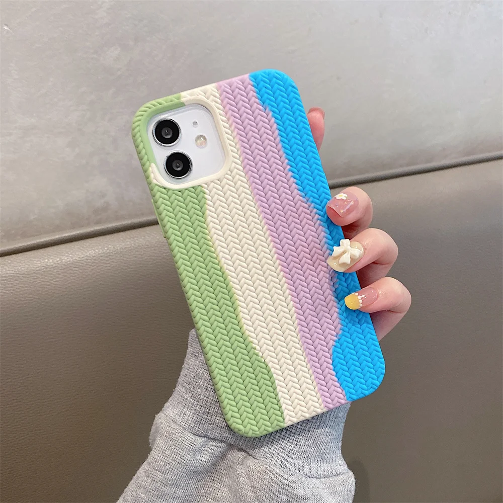 Rainbow Soft Silicone Designer Phone Case For Iphone 11 12 13 Pro Max Silicone Mobile Cover Case details