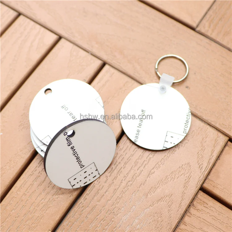 Round Shape Sublimation Blanks Keychain DIY Printing Gift MDF Pendant Blank Key Chain with Key Ring