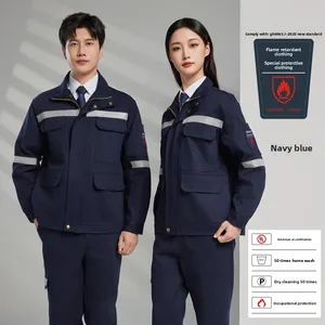 Professional Heavy Safety Waterproof Breathable Flame Retardant Reflective Unisex Cotton Work Coveralls Needle Detection