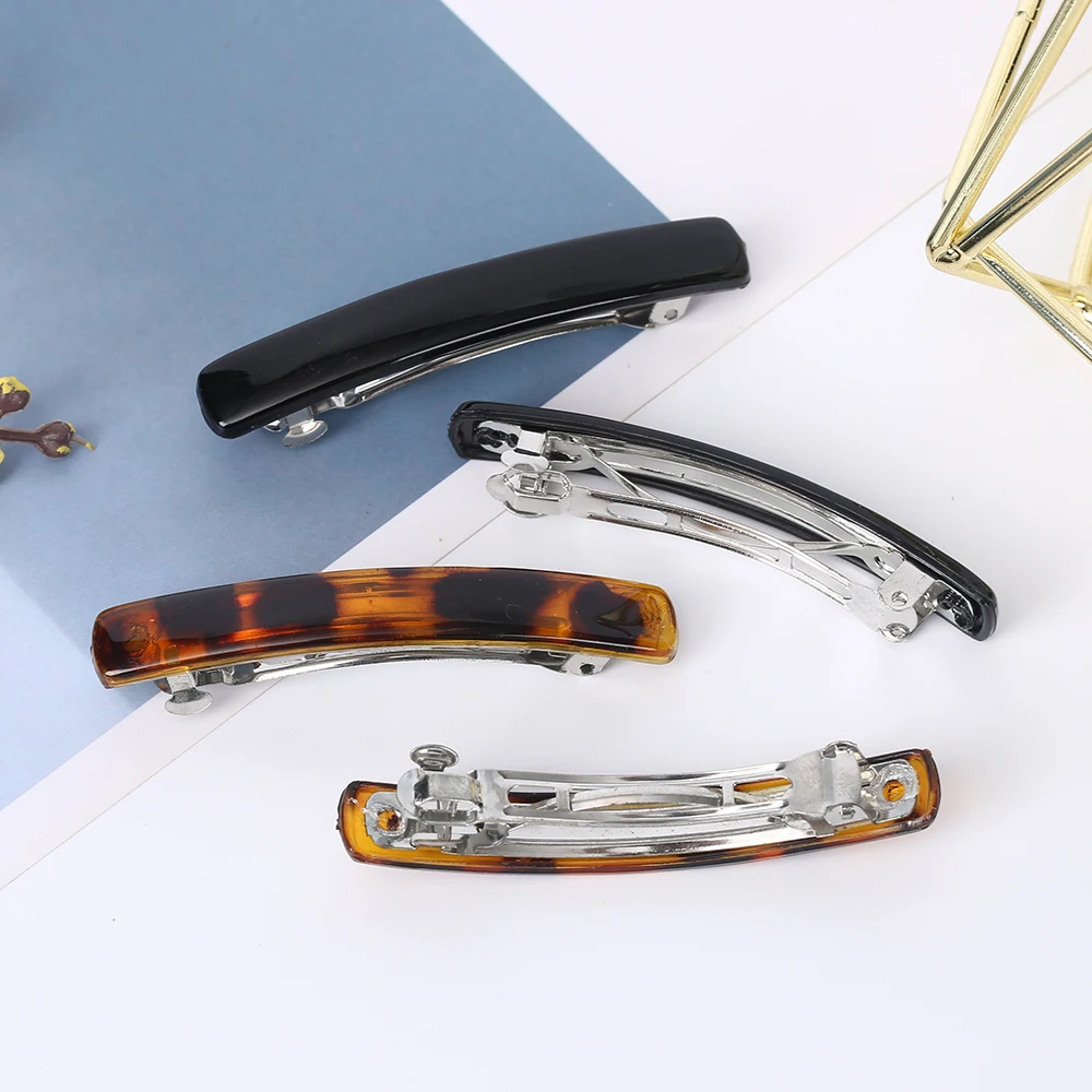 Элегантная заколка во французском стиле автоматическая для волос с черной черепаховой раковиной средних и толстых