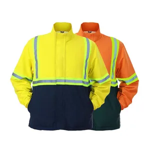 Construction Site Traffic Safety Protective Clothing Reflective Jacket Workwear Long Sleeve Windbreaker Rayon Material Printable