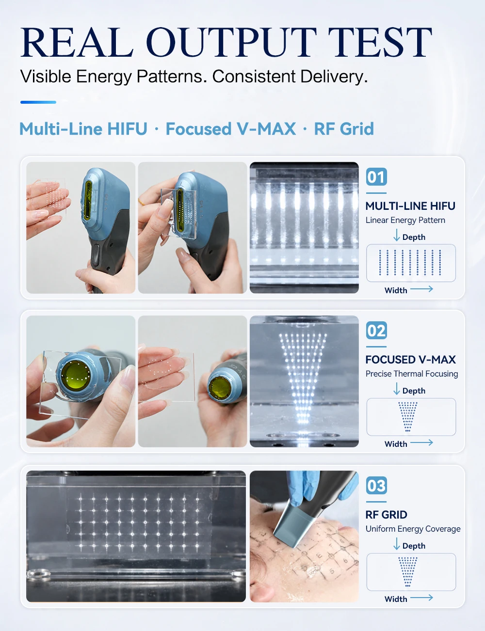 <p data-pm-slice="1 1 []">The 3-in-1 Titanium HIFU, RF & Ultrasound Skin Rejuvenation Machine combines Titanium Ultrasound HIFU, Vmax Multi-Shot HIFU, and Thermage-style RF technology in one professional aesthetic platform. Supplied with 7 Titanium HIFU cartridges, 5 Vmax HIFU cartridges, and 3 RF treatment tips, it supports customizable facial lifting, skin tightening, wrinkle-reduction, and body-firming treatments. With treatment depths ranging from 1.5 mm to 13 mm and dedicated eye, face, and body tips, this versatile system helps beauty salons, aesthetic clinics, and Med Spas expand their non-invasive skin rejuvenation service menu.</p> 3-in-1 Titanium HIFU RF & Ultrasound Skin Rejuvenation Machine