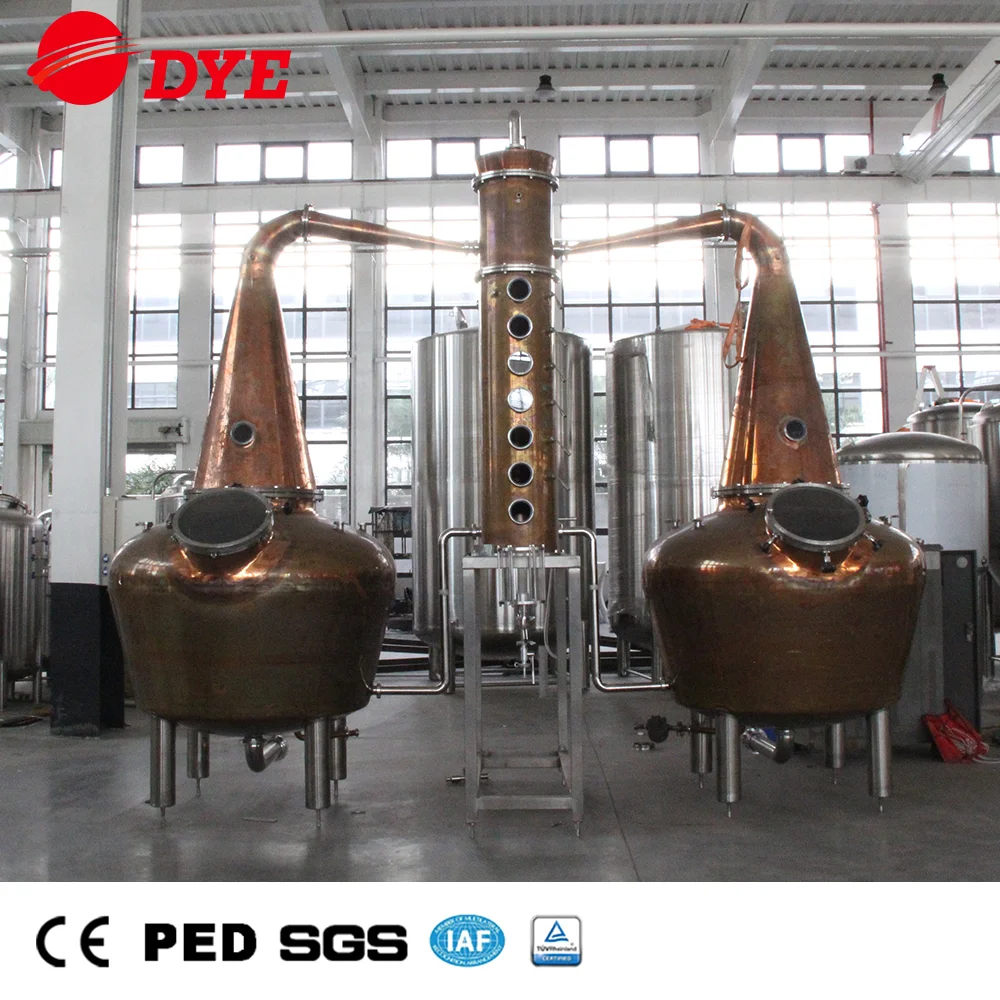 Double Pot Still with Column Spirits Safe for Whisky Gin From Neutral Alcohol Copper Distillation Distillery 1000L/2000L/500L