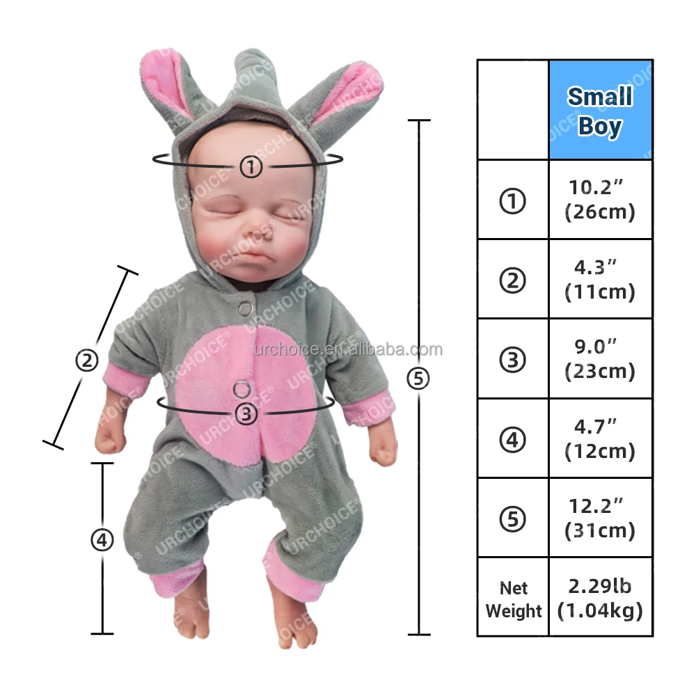 Mini Realistic Soft Twins 12 Inch Full Solid Silicone Sleeping Newborn ...