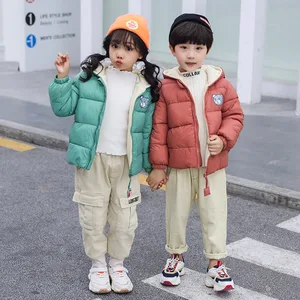 Customized Children's Winter Hooded Blazer Loose Cotton-Padded Jacket for Boys Girls Cartoon Pattern Worsted Clothes for Kids