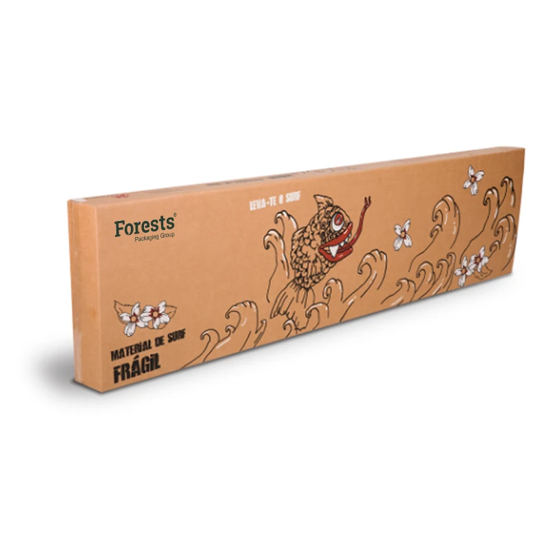 Custom Colorful Plain Kraft Long Size Corrugated Carton Surfboard Packing Cardboard Boxes for Packaging