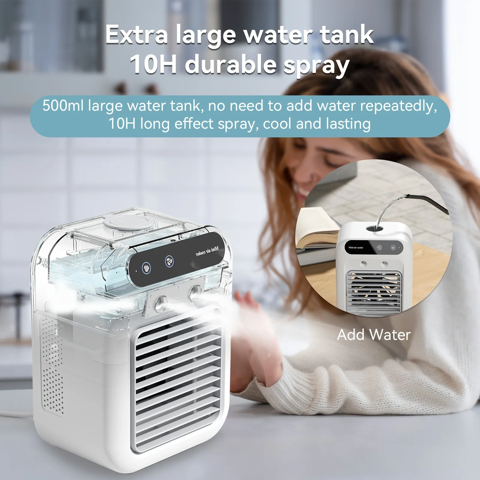 Humidifier Cooler Fan 2 Gear Air Conditioner Small Fans Portable USB Chargeable Desktop Spray Fans For Office Dormitory Room_voghion.com