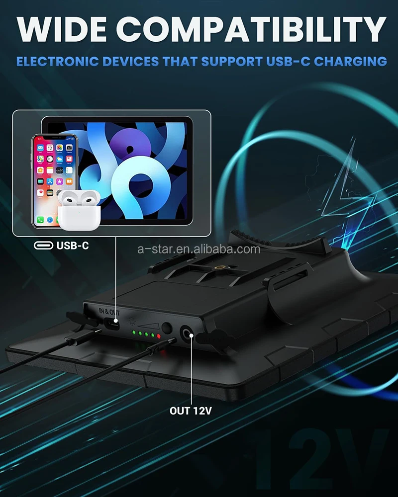5W Mini Solar Panel With 12v Battery Charger Usb 12v Output 7500 MAh for  Outdoor Wildlife Scouting Cellular Game Trail Cameras