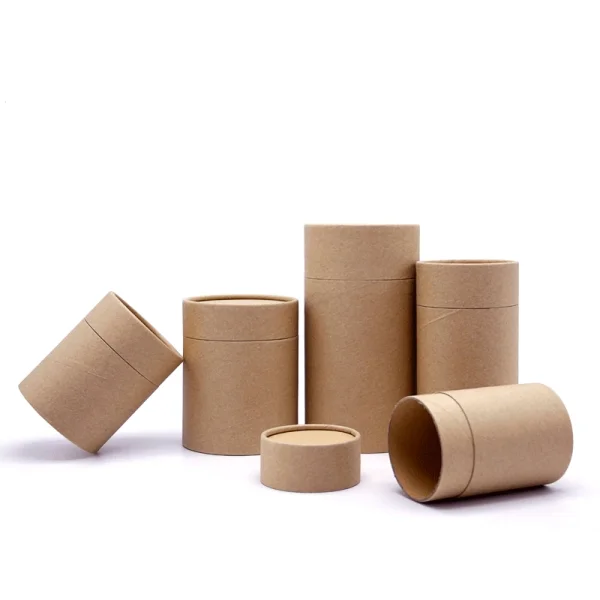 TubePaper Kraft Cardboard Brown Paper Cylinder Boxes Custom Box for Bath Salt Bottle Packaging Tubes